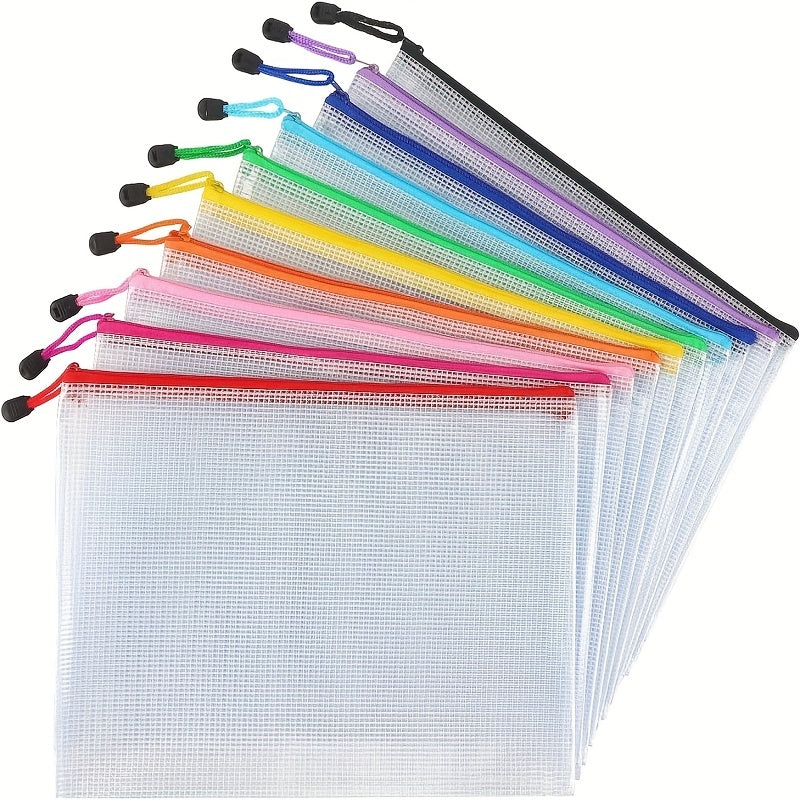5pcs Waterproof Zipper Bags 5 Sizes 5 Colors Organizing School Supplies