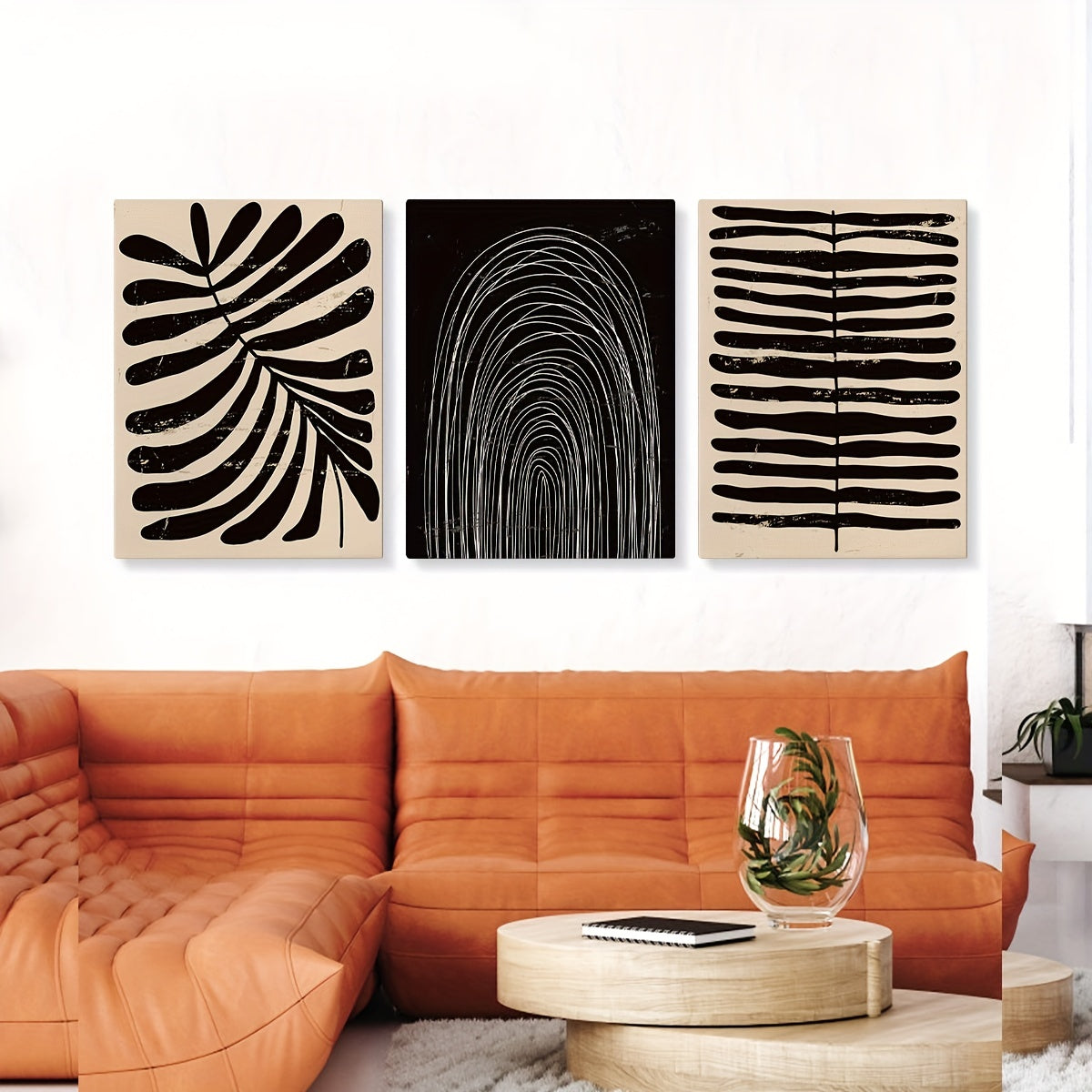3pcs Boho Dark Yellow Plant Canvas Prints
