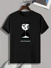 SAVE THE EARTH Men's Graphic T-shirt for Summer