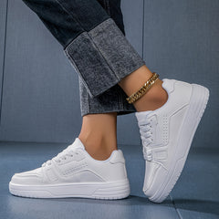 Faux Leather Flat Skate Shoes Non Slip Outdoor Sneakers