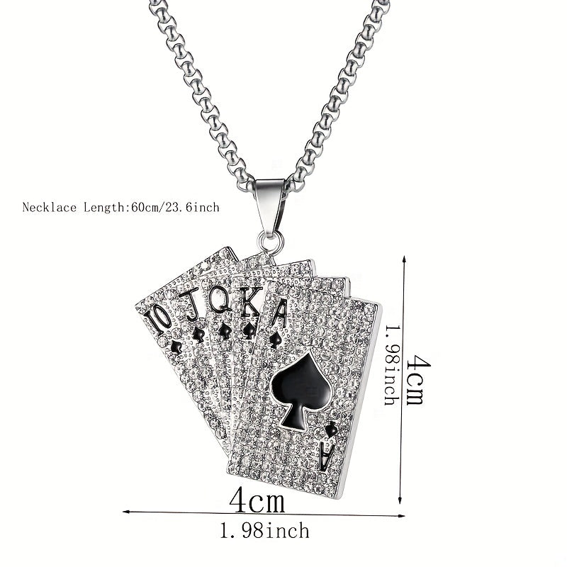 Hip hop Style Poker Card Pendant Necklace Punk Stainless Steel Jewelry