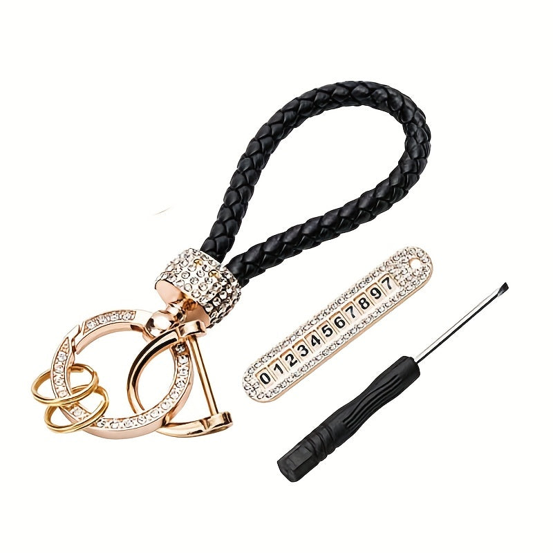 Anti Lost Car Keychains With Phone Number & Bling Diamond