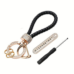 Anti Lost Car Keychains With Phone Number & Bling Diamond