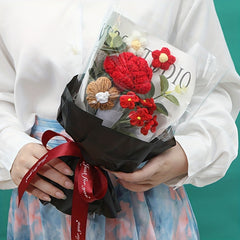 Crochet Wool Eternal Flower Rose Sunflower Bouquet Gift Handicrafts