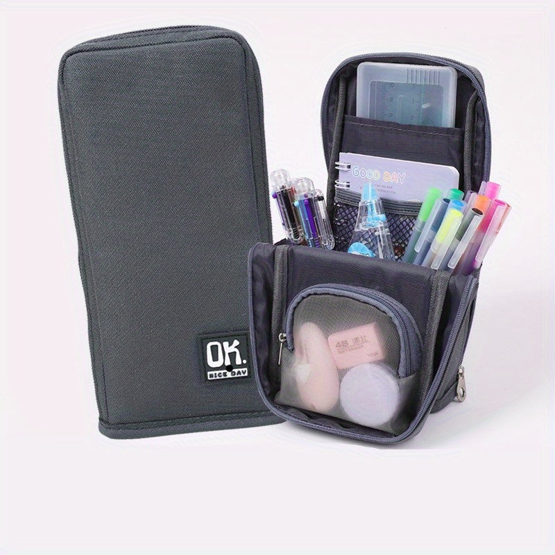 Canvas Standing Pencil Bag, Female High Beauty Pencil Box