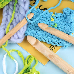 13pcs Wooden Handle Crochet Hooks Set 25 20 15mm Bamboo Knitting Needles