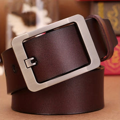 Men's Leather Business Casual Belt Classic Pants With Pin Buckle