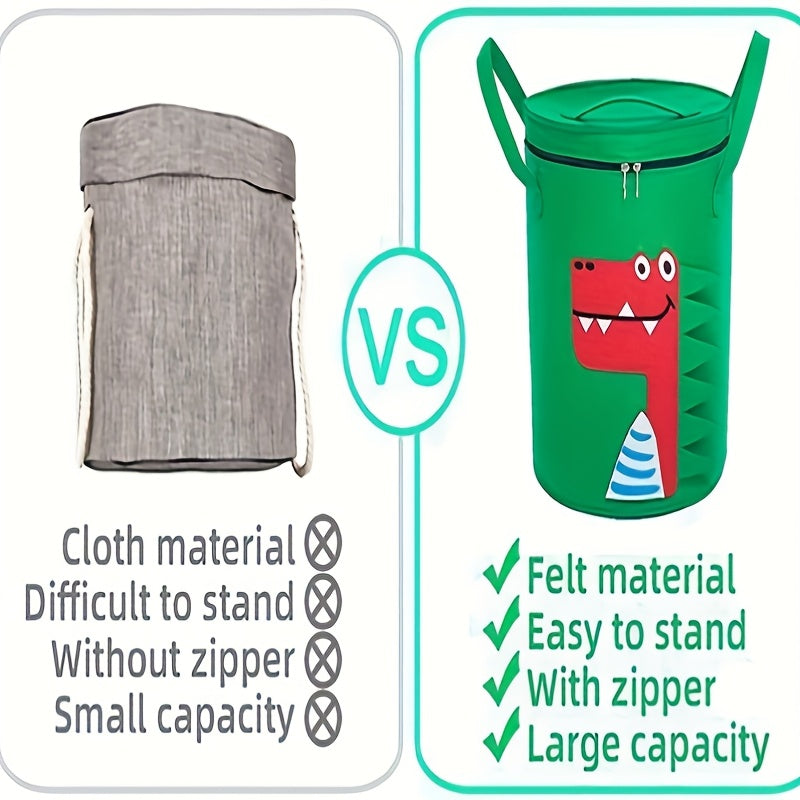 Large Green Felt Storage Bag with Dinosaur Pattern Game Mat