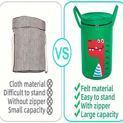 Large Green Felt Storage Bag with Dinosaur Pattern Game Mat