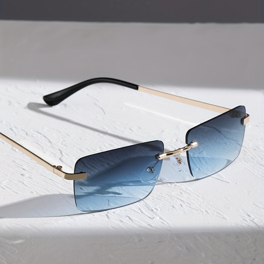 Men's Square Rimless Glasses Vintage Sunglasses