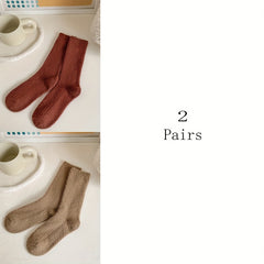 6 Pairs Solid Fuzzy Socks Women's Stockings & Hosiery