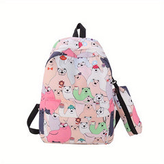 Cartoon Unicorn Bear Flower Backpack with Pen Bag for Kids