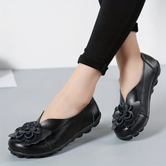 Women's Flower Decor Flat Shoes Solid Low Top Slip On Shoes