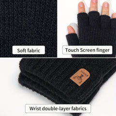 Winter Touch Screen Knitted Half Finger Gloves Men Women
