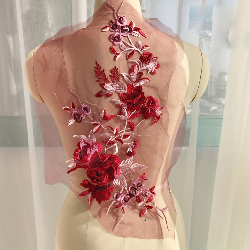1pc Lace Embroidered Applique Wedding Dress Sew On Patch For Clothing Skirt