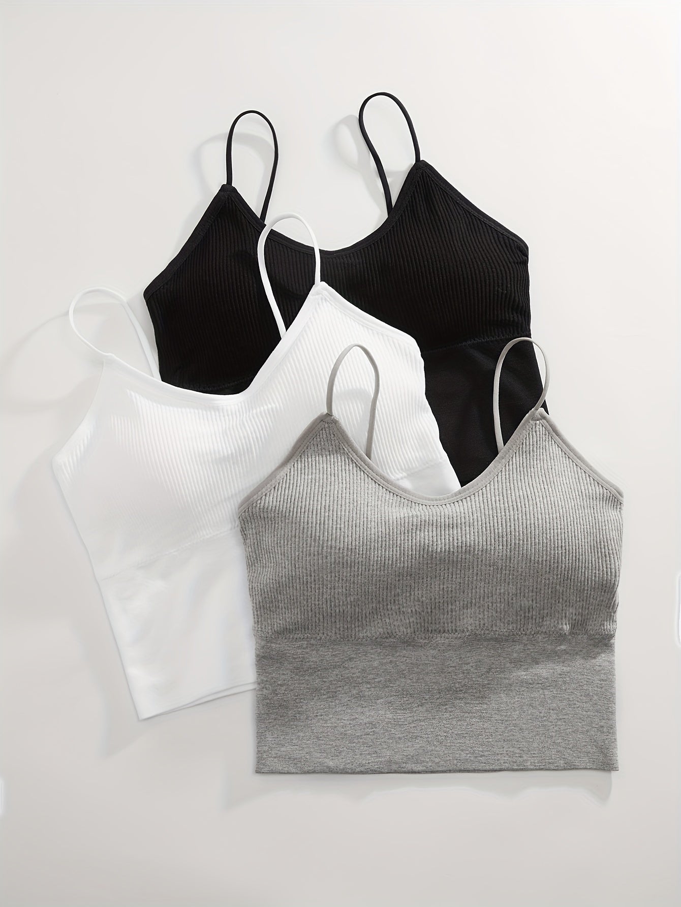 Solid Ribbed Wireless Bras Comfy & Breathable Intimates Bra