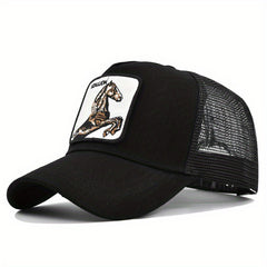 Horse Embroidery Baseball Cap Mesh Peaked Sun Hat