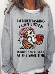 Letter Print Crew Neck Pullover Sweatshirt for Women