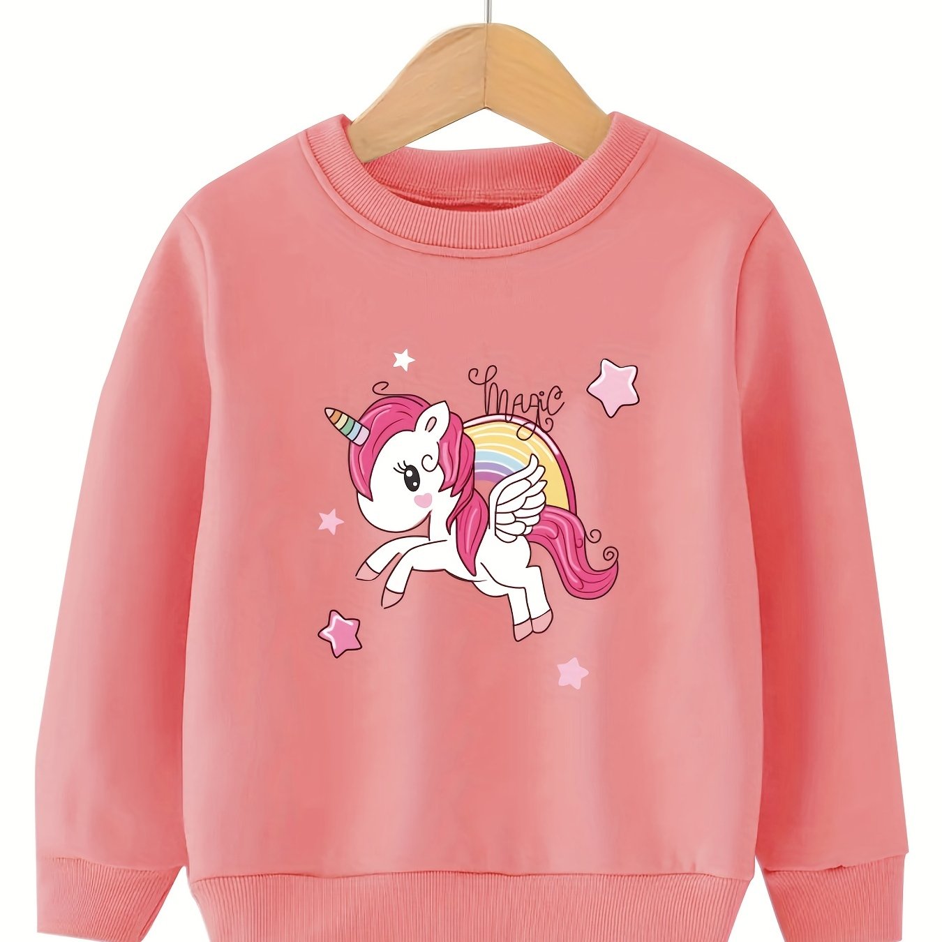 Cartoon Star Unicorn Graphic Sweatshirt Top For Little Girls