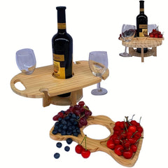 Wooden Foldable Table with Holder 2 in 1 for Camping and Garden Party