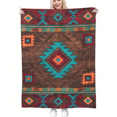 Flannel Warm Blanket Retro Style Sofa Blanket for Camping Travel