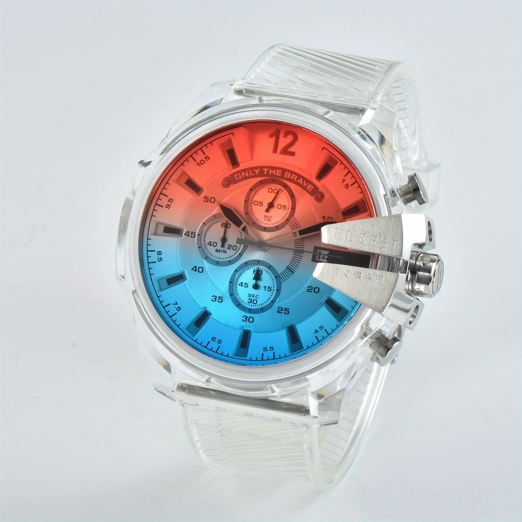 KUERST Acrylic Quartz Watch Waterproof Chronograph Sports Wrist Watch