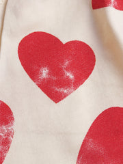 Girls Heart Print Paper Bag Waist Summer Shorts