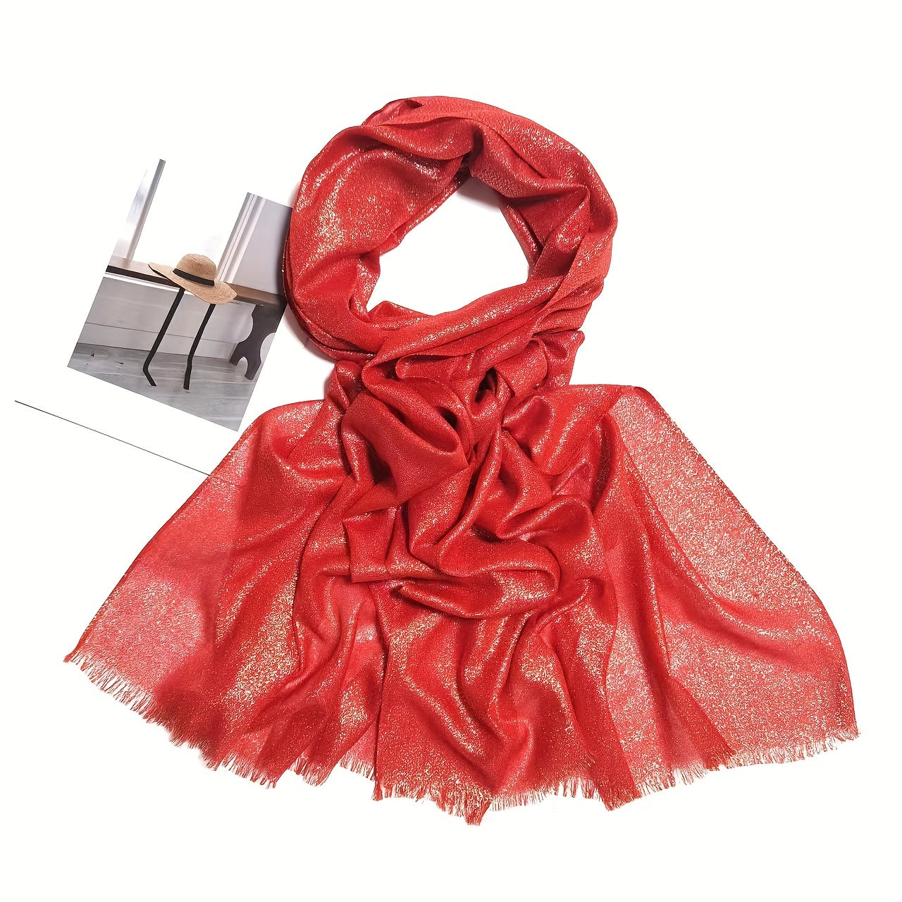 Solid Scarf Lightweight Fringed Shawl Wrap Versatile Head Scarf
