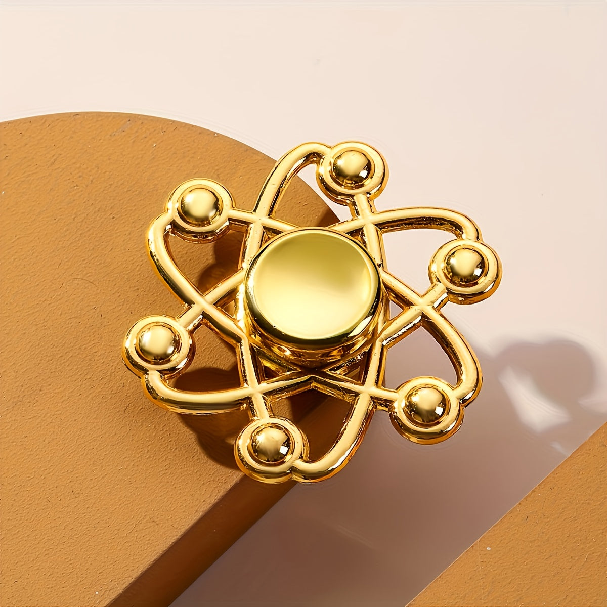 Yellow Fidget Spinner with Golden Beads for Anxiety Relief Focus & Motor Skills
