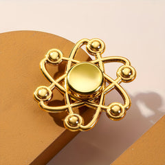 Yellow Fidget Spinner with Golden Beads for Anxiety Relief Focus & Motor Skills
