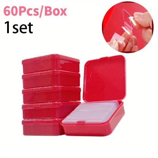 60pcs Transparent Double-Sided Adhesive Tape Non-marking Washable Sticker