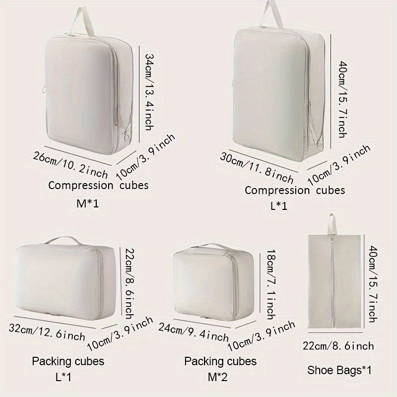 6-Piece Diaper Bag Organizer Set - Portable Travel Packing Cubes