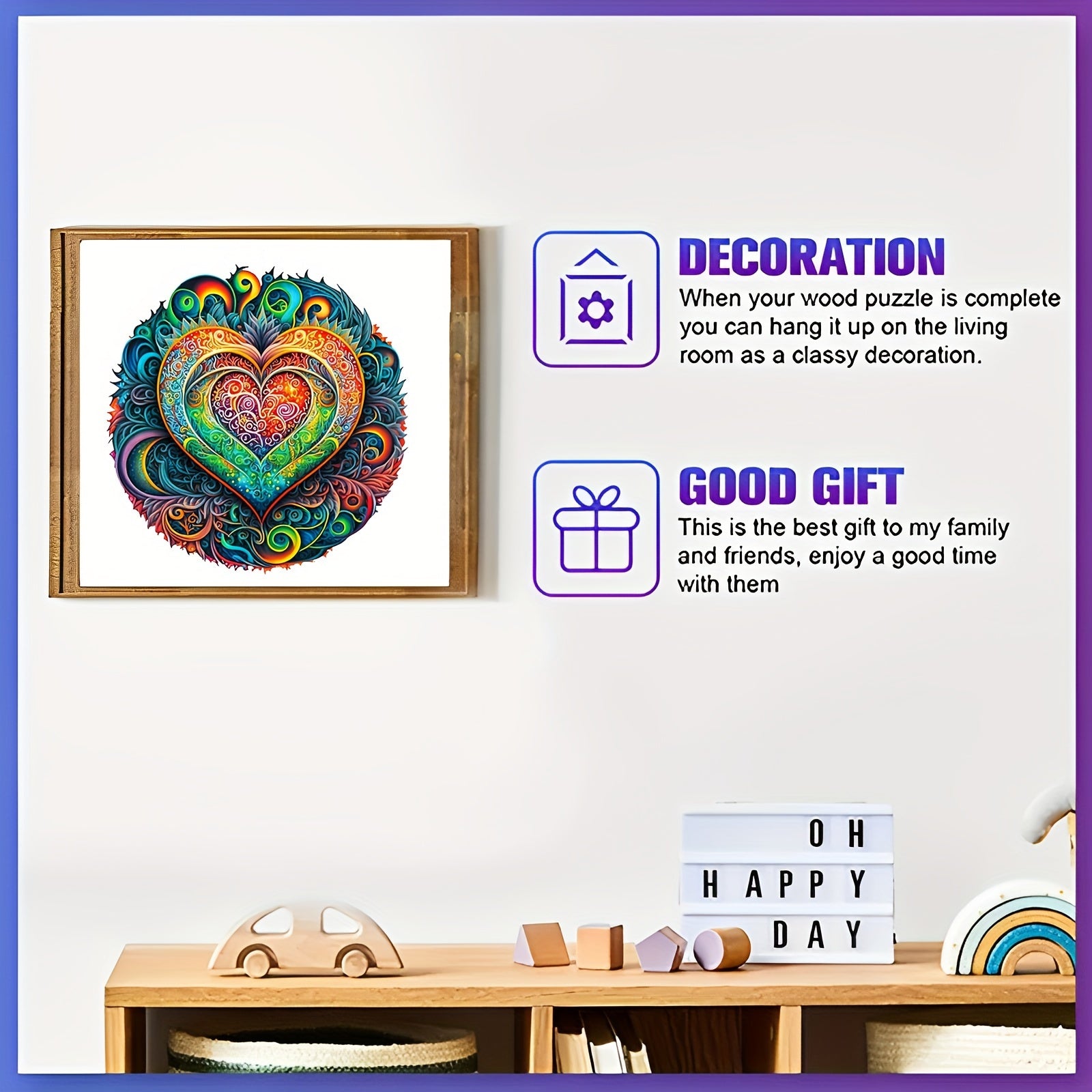 Heart Shaped Wooden Jigsaw Puzzle for Adults Teens