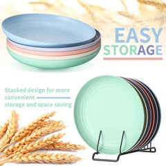 5pcs 22.86cm Plastic Dinner Plates Set, Reusable & Sturdy