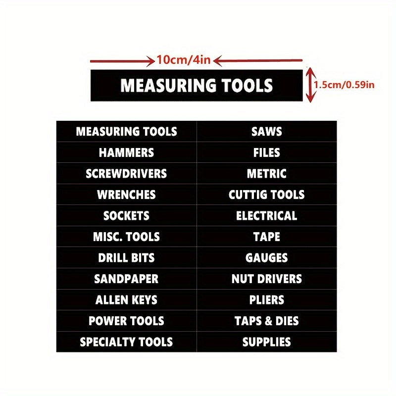 44pcs Toolbox Organization Label Waterproof PVC Sticker Label