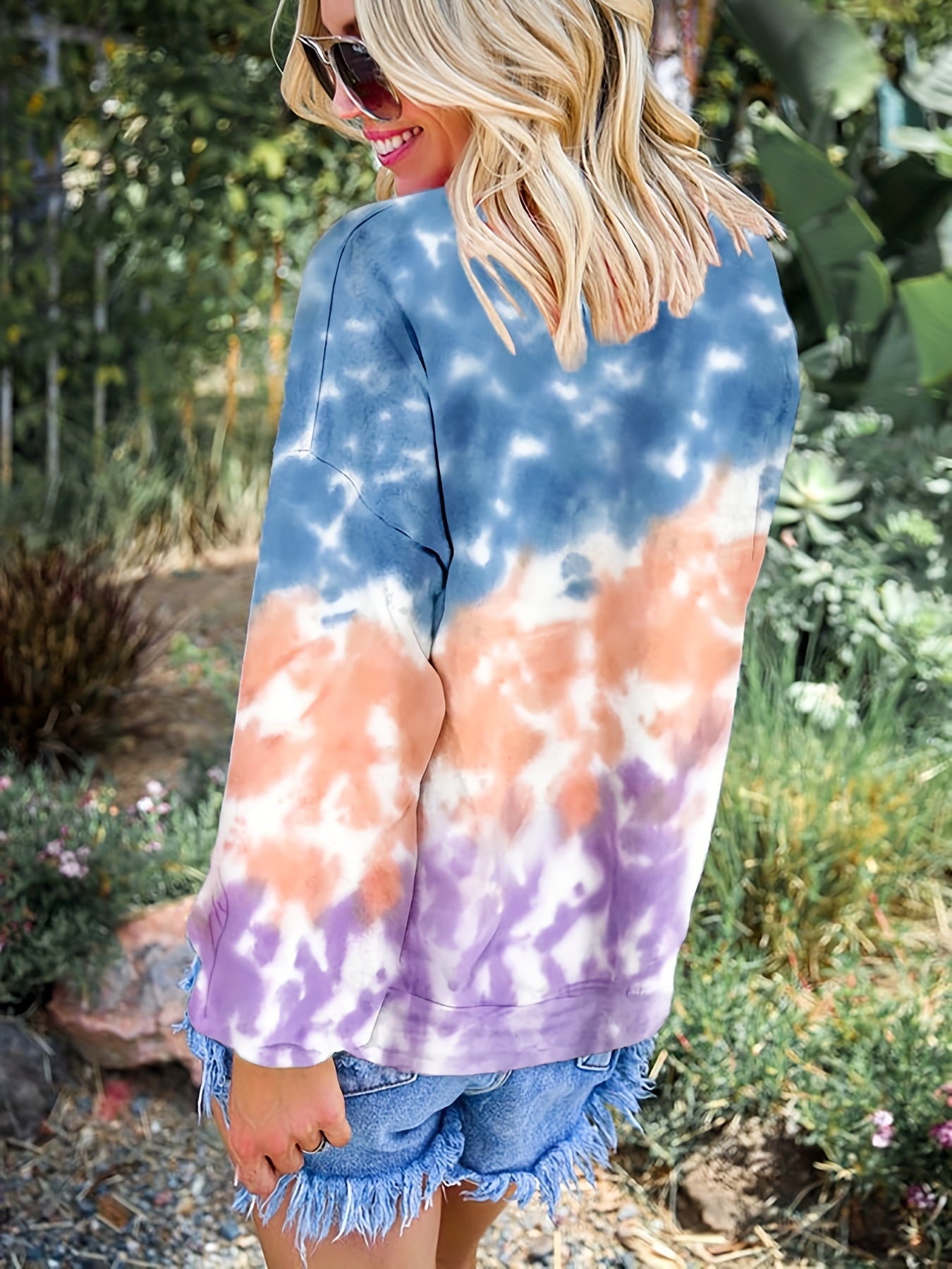 Long Sleeve Tie Dye Sports Sweatshirt Women's Pullover
