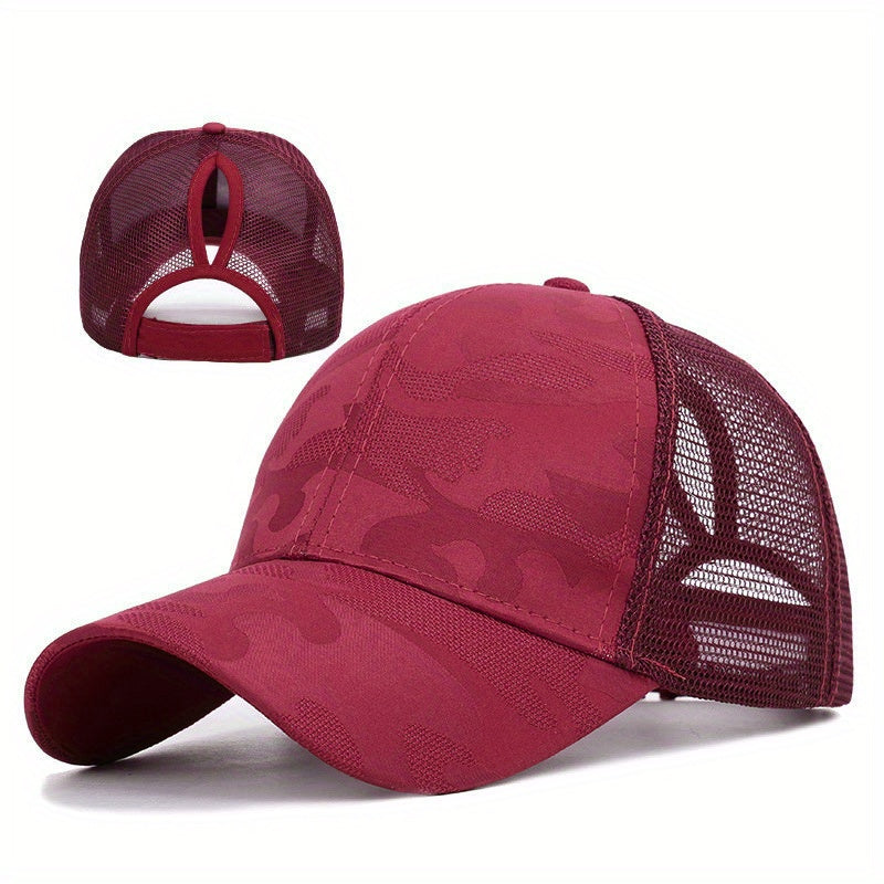 Camouflage Mesh Ponytail Baseball Cap Women Sun Hat