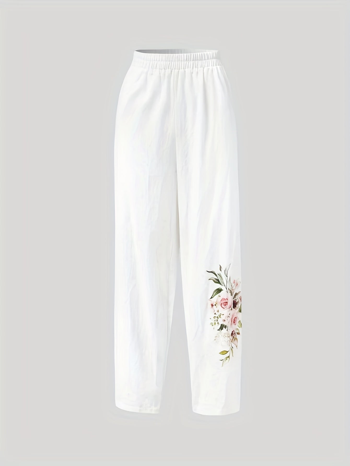 Floral Print Wide Leg Pants Dual Pockets Spring & Summer Women's Clothing