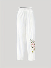 Floral Print Wide Leg Pants Dual Pockets Spring & Summer Women's Clothing
