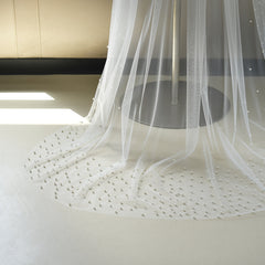 Lace Church Veil with Crystal Embellishments for Weddings
