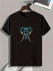 Elephant Pattern Print Men's Comfy Sports T-shirt