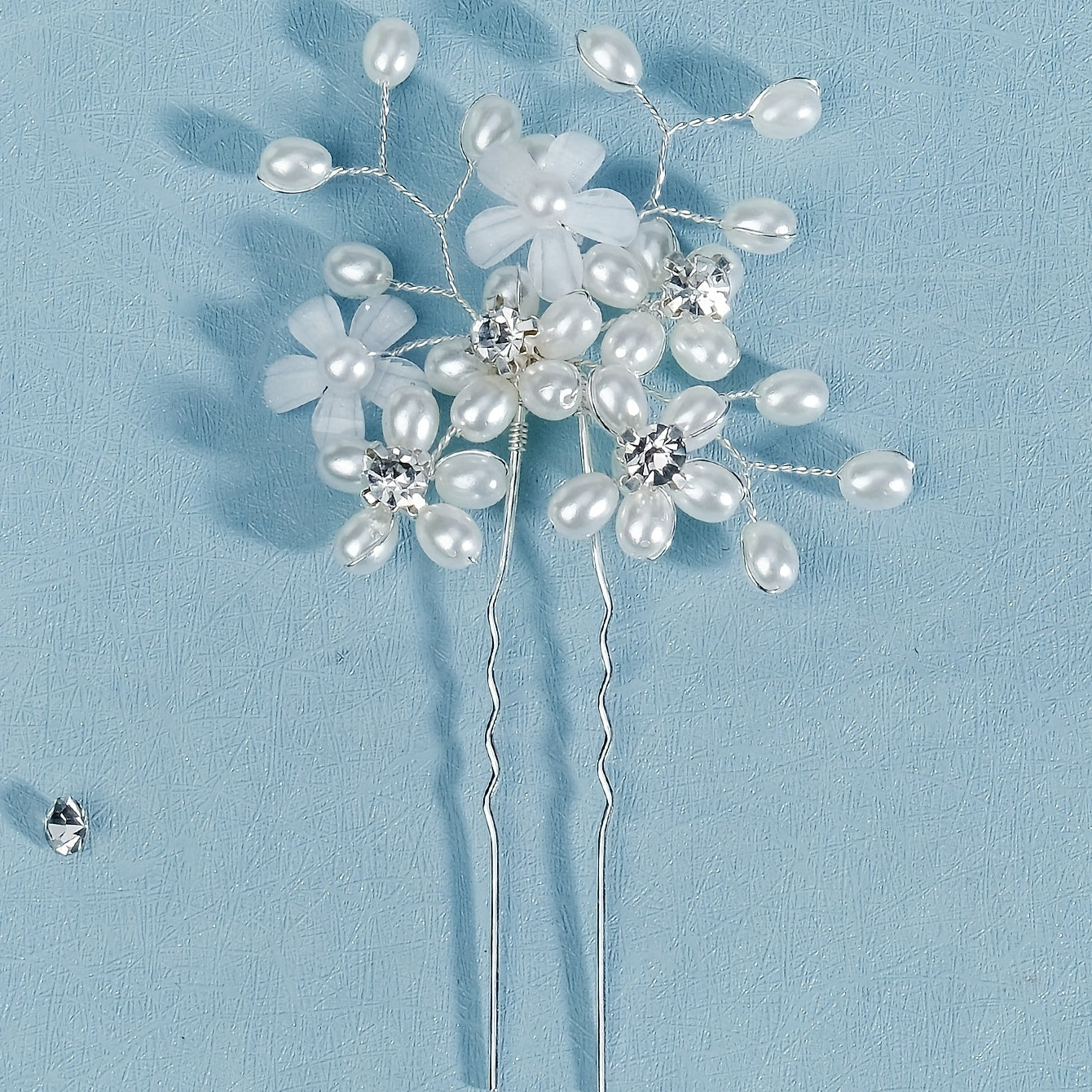 Pearl Rhinestone Hairpin Bridal Jewelry