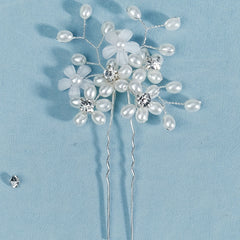 Pearl Rhinestone Hairpin Bridal Jewelry