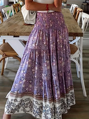 Floral Print Elastic High Rise Smock Skirt M