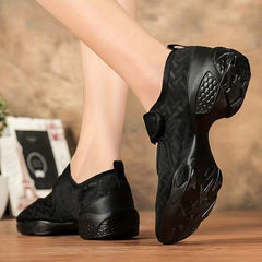 Women's Arch Support Dance Shoes with Hook & Loop and Slip on Sole