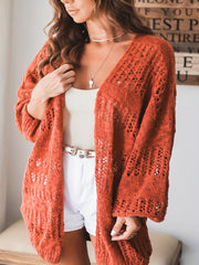 Women's Plus Size Casual Cardigan Solid Lantern Sleeve Open Front