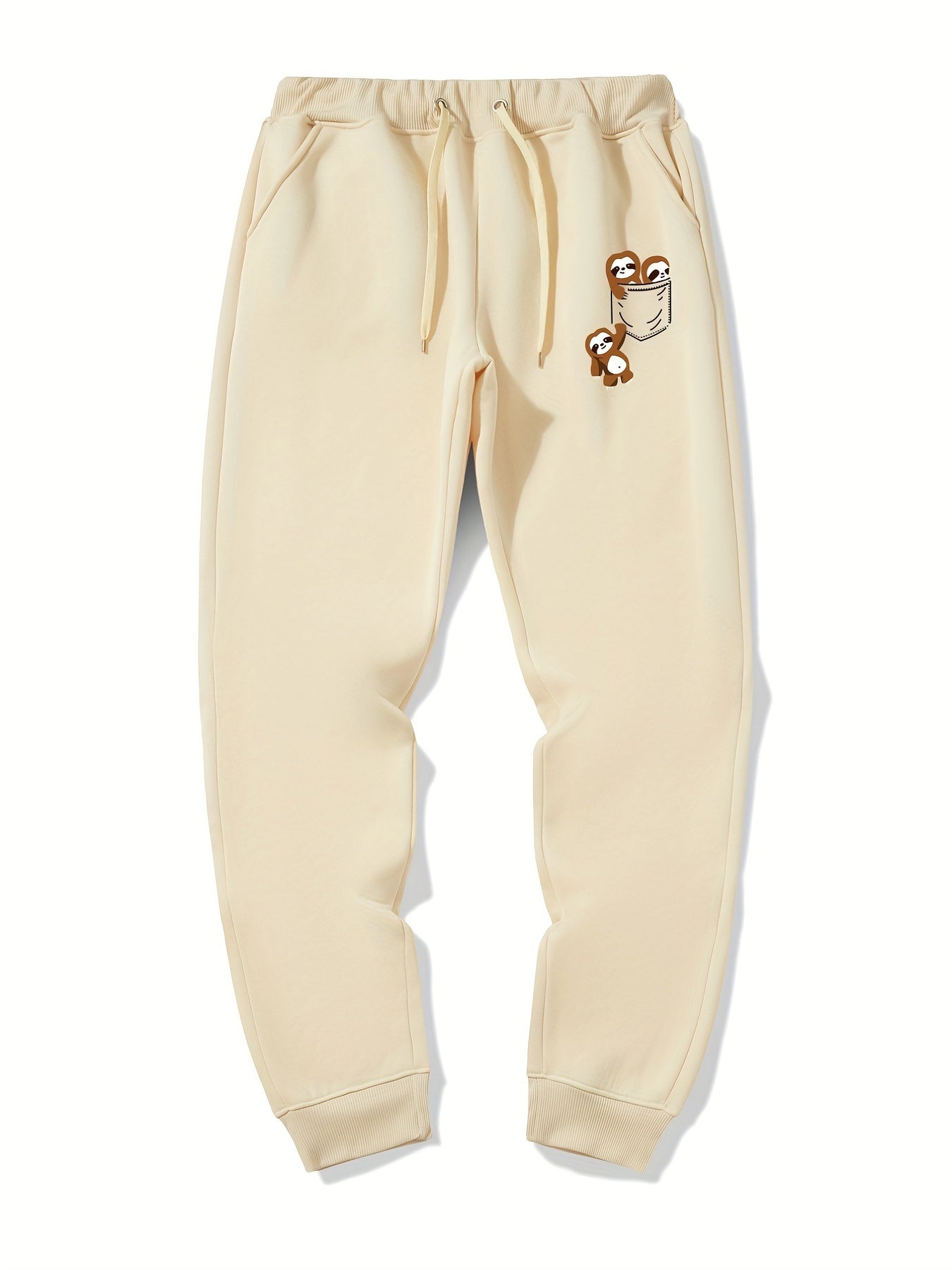 Sloth In Pocket Graphic Drawstring Joggers Men's Sweatpants