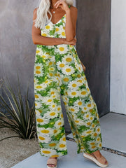 Floral Wide Leg Jumpsuit Backless Cami for Spring & Summer
