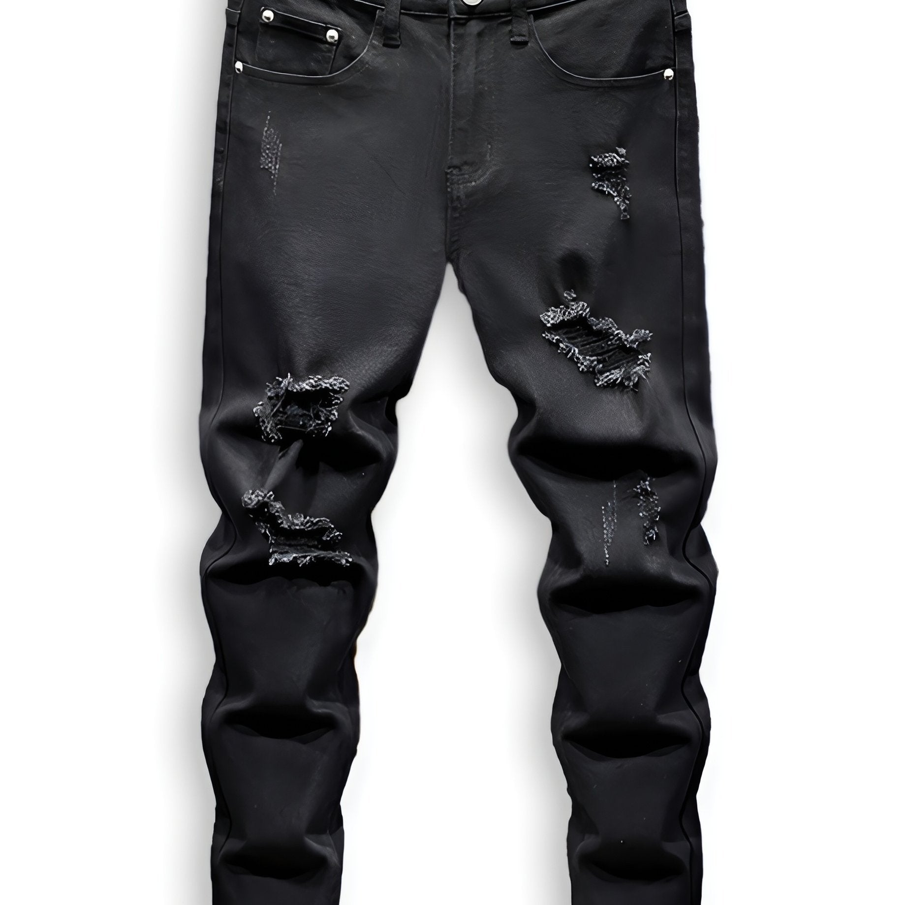 Ripped Jeans Men Casual Street Style Distressed Stretch Denim Pants