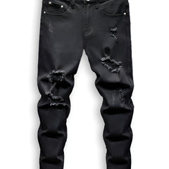 Ripped Jeans Men Casual Street Style Distressed Stretch Denim Pants